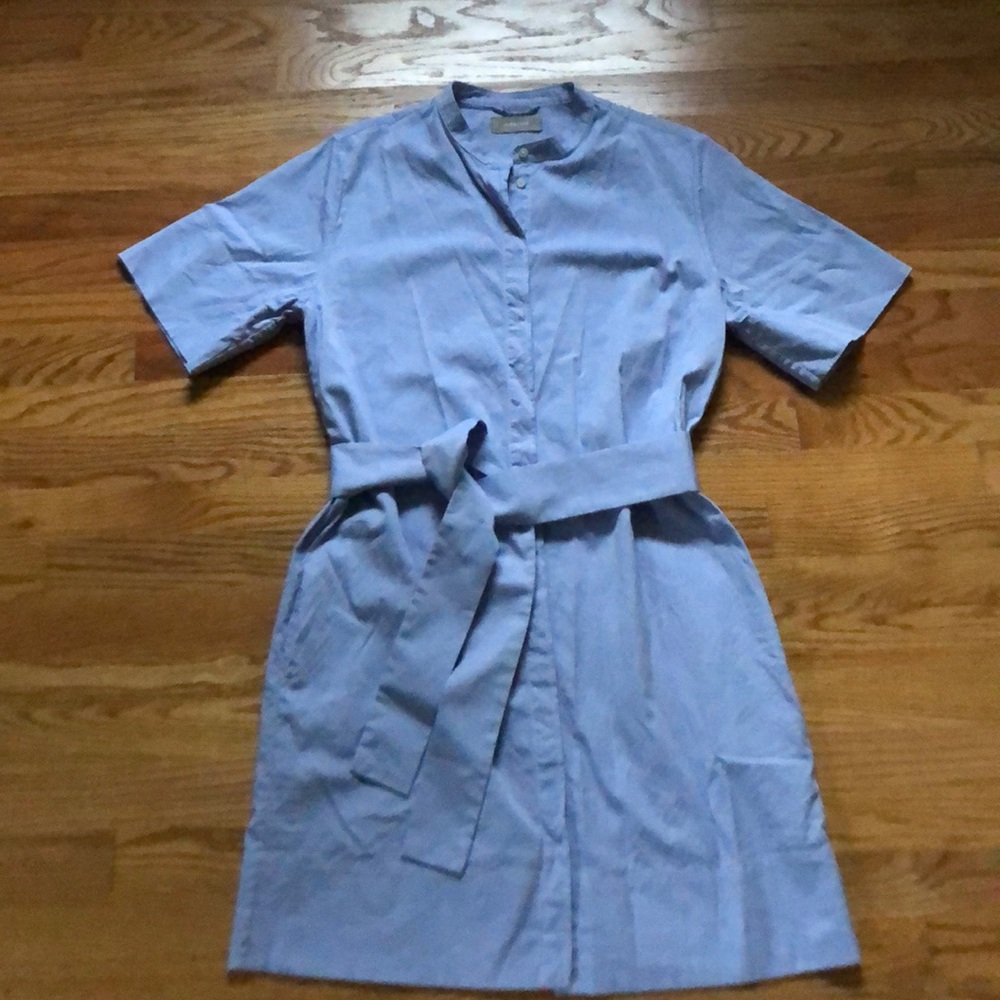 Everlane Cotton Collarless Belted Shirtdress